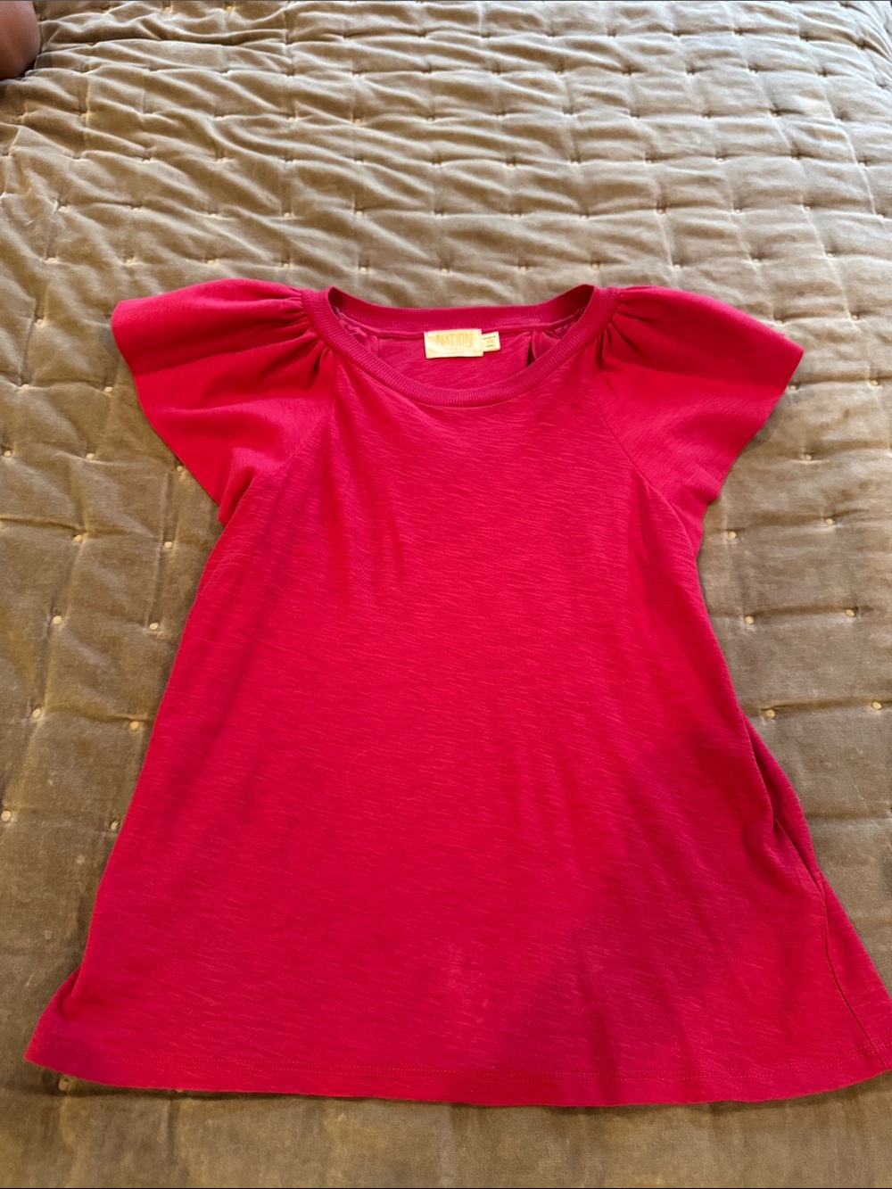 Nation LTD Bright Pink Flutter Sleeve Tee